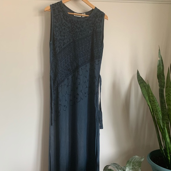 Vintage 90’s early 2000 navy midi dress size M - Picture 1 of 6